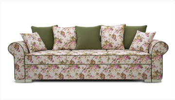 Прямой диван Ameli (Arcadia rose+shaggy green+glance bone) в Смоленске