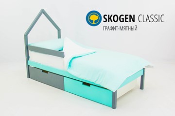 Кровать-домик детская мини Skogen графит-мятный в Смоленске