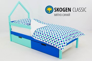Кровать-домик детская мини Skogen мятно-синий в Смоленске