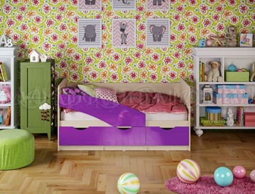 Кроватка Бабочки 800*1600, Фиолетовый глянец в Смоленске