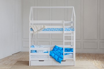 Детская 2-этажная кровать Домик с ящиками, цвет белый в Смоленске
