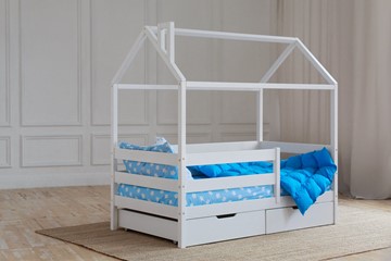Кровать односпальная детская Домик с ящиками, цвет белый в Смоленске
