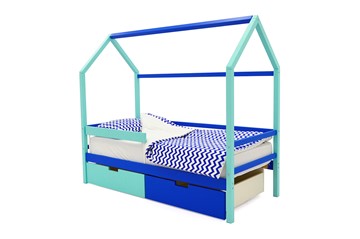 Кровать-домик в детскую Svogen синий-мятный в Смоленске