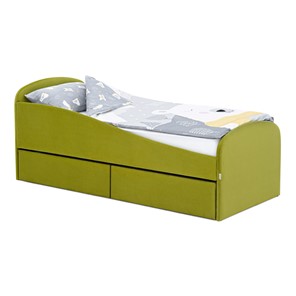 Мягкая кровать с ящиками Letmo 190х80 оливковый (велюр) в Смоленске