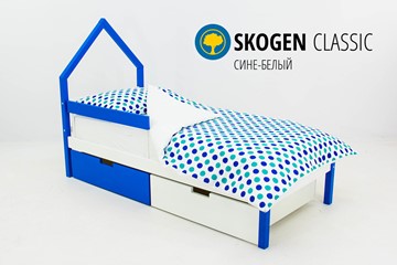 Кровать-домик в детскую мини Skogen сине-белый в Смоленске