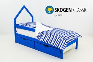 Кровать-домик детская мини Skogen синия в Смоленске