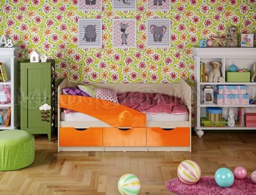 Детская кровать Бабочки 800*1600, Оранжевый глянец в Смоленске