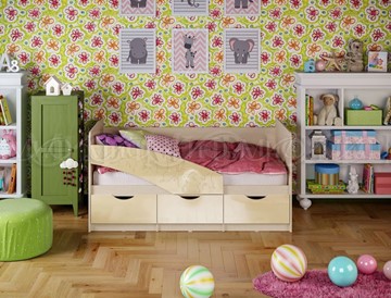 Кровать в детскую Бабочки 800*1800, Ваниль глянец в Смоленске