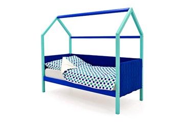 Кровать-домик в детскую Svogen, мятный-синий мягкая в Смоленске