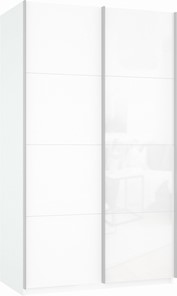 Шкаф 2-створчатый Прайм (ДСП/Белое стекло) 1200x570x2300, белый снег в Смоленске
