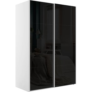 Шкаф 2-дверный Эста (Стекло черное/Стекло черное) 1600x660x2400, белый снег в Смоленске