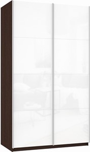 Шкаф 2-х створчатый Прайм (Белое стекло/Белое стекло) 1600x570x2300, венге в Смоленске