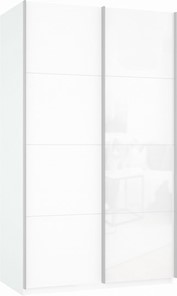 Шкаф Прайм (ДСП/Белое стекло) 1400x570x2300, белый снег в Смоленске