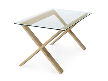 Стеклянный столик Оникс-11, Натуральный массив/Прозрачное стекло в Смоленске