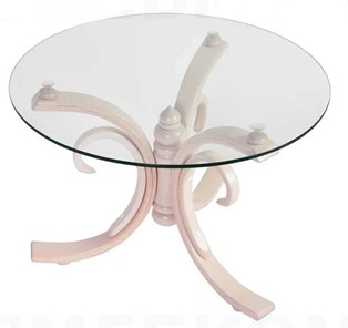 Круглый столик СЖ 5 беленый дуб/стекло в Смоленске