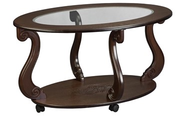 Стеклянный столик Овация-С, на колесах, темно-коричневый в Смоленске