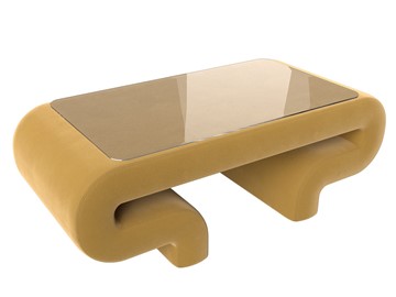 Стеклянный журнальный столик Волна, желтый (микровельвет) в Смоленске