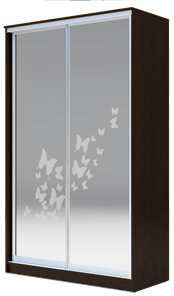 Шкаф 2-х створчатый 2400х1362х620 два зеркала, "Бабочки" ХИТ 24-14-66-05 Венге Аруба в Смоленске