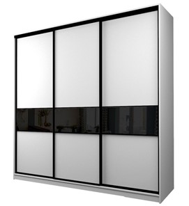Шкаф 3-х створчатый MAX МШ-25-6-24-999, Профиль Черный/Цвет Белый/Oraclal Черный в Смоленске
