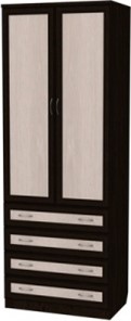 Шкаф 2-х створчатый 103 со штангой, цвет Венге в Смоленске