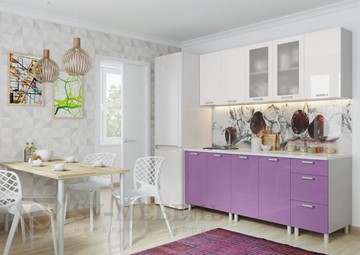 Кухонный гарнитур угловой Модерн, белый глянец/фиолетовый металлик в Смоленске