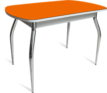 Кухонный раскладной стол ПГ-07 СТ1 белое/оранжевое/35 хром фигурные гнутые в Смоленске