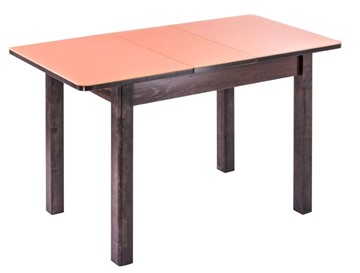 Кухонный стол раскладной Айсберг-07 СТ1, венге ЛДСП/стекло оранжевое/42 прямые массив венге в Смоленске