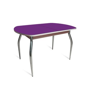 Кухонный раскладной стол ПГ-02 СТ2, дуб молочный/фиолетовое стекло/35 хром гнутые металл в Смоленске