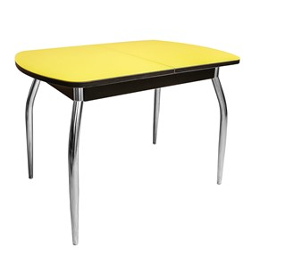 Раздвижной стол ПГ-01 СТ2, венге/желтое стекло/35 хром гнутые металл в Смоленске