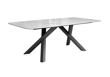 Керамический обеденный стол DikLine KS220 керамика Cloud (белый глянец C11)/опоры черные в Смоленске