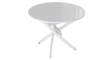 Обеденный раздвижной стол Diamond тип 3 (Белый муар/Белый глянец) в Смоленске