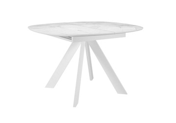 Стол обеденный раскладной DikLine BK100 Керамика Белый мрамор/подстолье белое/опоры белые в Смоленске