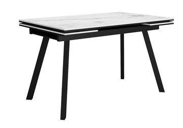 Стол обеденный раскладной DikLine SKA125 Керамика Белый мрамор/подстолье черное/опоры черные (2 уп.) в Смоленске