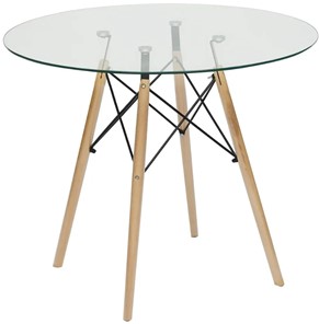 Кухонный обеденный стол CINDY GLASS (mod.80GLASS) металл/стекло, D80х75см, прозрачный арт.13068 в Смоленске