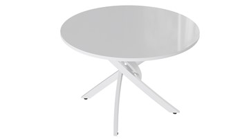 Круглый обеденный стол Diamond тип 2 (Белый муар/Белый глянец) в Смоленске