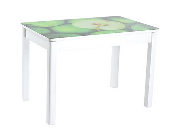 Кухонный раскладной стол Айсберг-02 СТФ, белое лдсп/зеленые яблоки/40 прямые массив белые в Смоленске