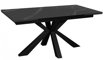 Керамический обеденный стол раздвижной DikLine SFE140 Керамика Черный мрамор/подстолье черное/опоры черные (2 уп.) в Смоленске