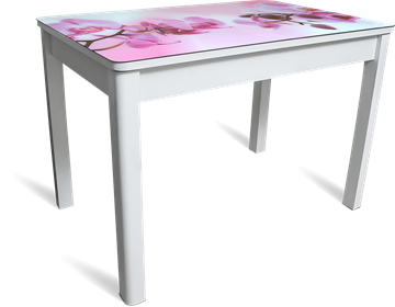 Обеденный раздвижной стол Айсберг-02 СТФ, белое лдсп/орхидея/40 прямые массив белые в Смоленске