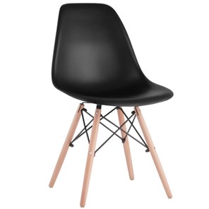 Комплект обеденных стульев 4 шт. BRABIX "Eames CF-010", пластик черный, опоры дерево/металл, 532631, 2033A в Смоленске
