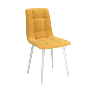 Обеденный стул Белла, велюр тенерифе куркума/Цвет металл белый в Смоленске