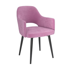 Обеденный стул Берта, велюр тенерифе розовый/Цвет металл черный в Смоленске