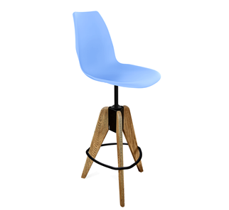 Барный стул SHT-ST29/S92 (голубой pan 278/брашированный коричневый/черный муар) в Смоленске