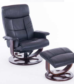 Офисное кресло J6011 для релаксации нат. кожа / дерево, черный в Смоленске