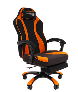 Игровое кресло CHAIRMAN GAME 35 с выдвижной подставкой для ног Ткань черная / Ткань оранжевая в Смоленске