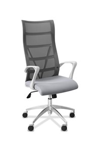 Кресло в офис Топ X белый каркас, сетка/ткань TW / серая/ серая в Смоленске