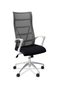 Кресло для руководителя Топ X белый каркас, сетка/ткань TW / серая/черная в Смоленске