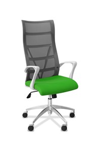 Кресло офисное Топ X белый каркас, сетка/ткань TW / серая/салатовая в Смоленске