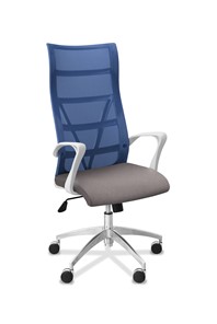 Офисное кресло Топ X белый каркас, сетка/ткань TW / синяя/серая в Смоленске