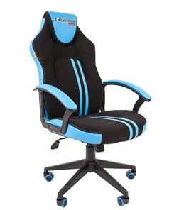 Кресло игровое CHAIRMAN GAME 26  Экокожа - Ткань стандарт. Черный/голубой в Смоленске