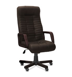 Офисное кресло Атлант W, экокожа премиум / тёмно-коричневая CN1113/ дерево - венге в Смоленске